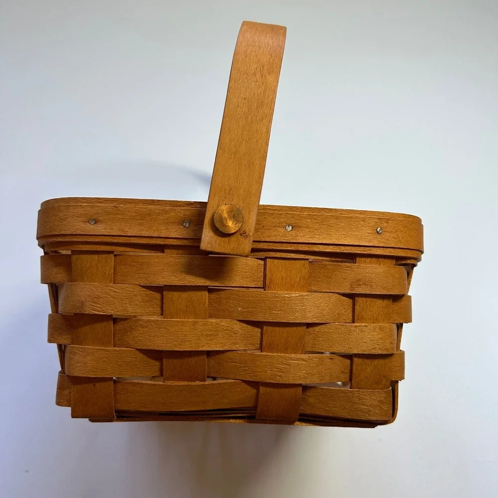Longaberger 1994 Handwoven Square Berry Basket Single Swing Handle Ohio USA